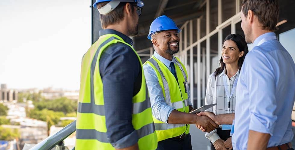 Construction site handshake